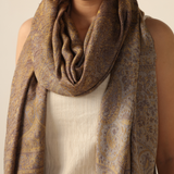 Pashmina Schal braun - Paisley Schal zum umwerfen aus Indien