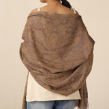Pashmina Schal braun - Paisley Schal zum umwerfen aus Indien