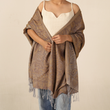 Pashmina Schal braun - Paisley Schal zum umwerfen aus Indien