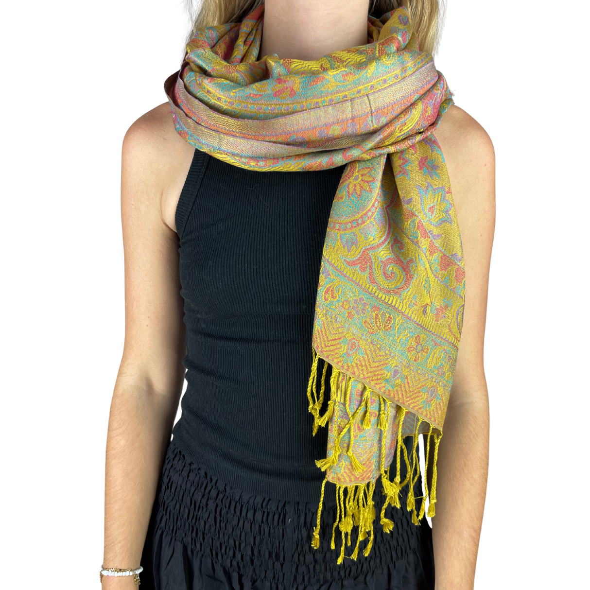 Pashmina Schal Gelb - weicher Schal aus Baumwolle