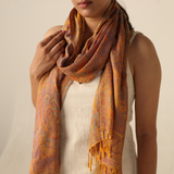 Pashmina-Schal Goldgelb mit feinem Paisley-Muster große Stola