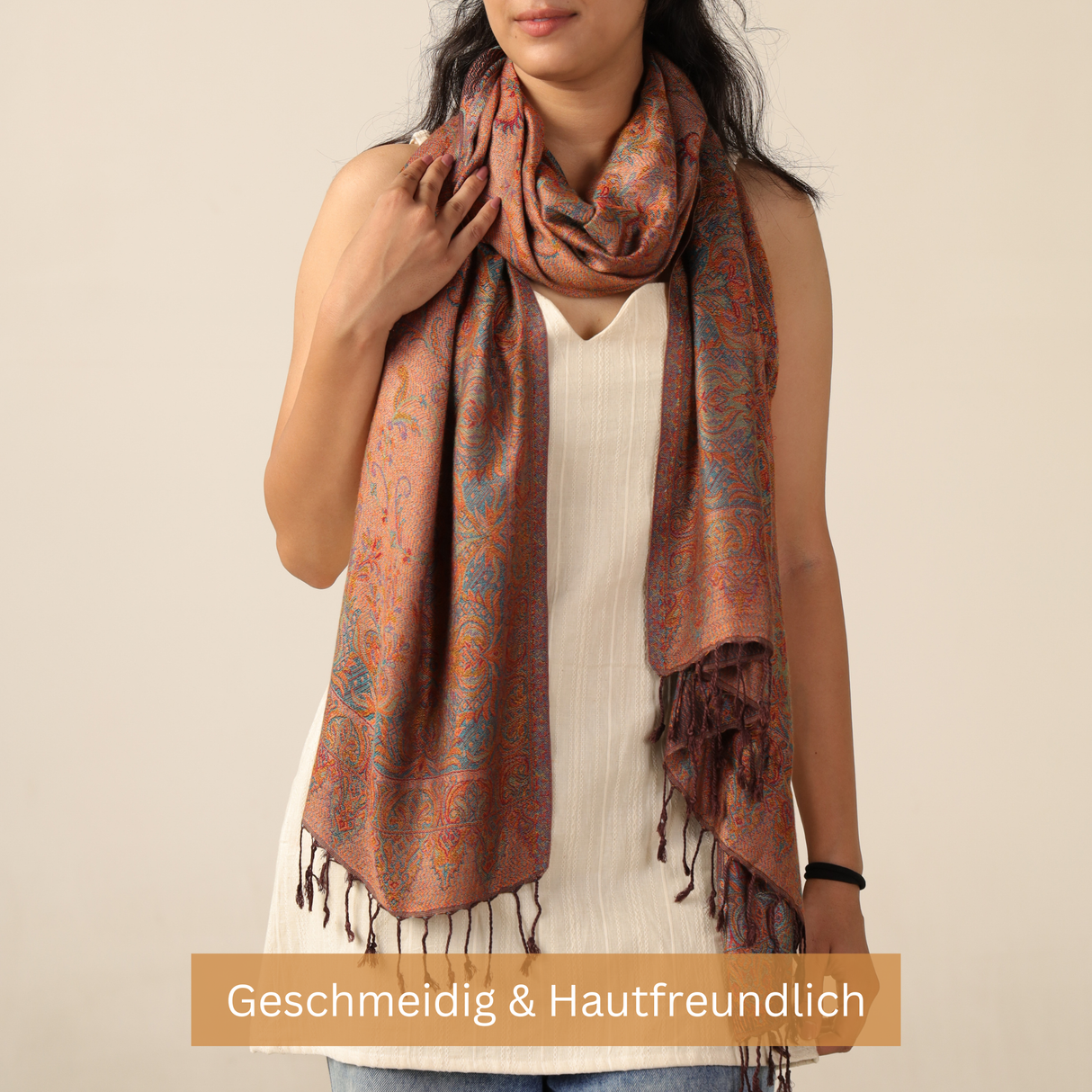 Pashmina Schal Kupfer mit Paisley Muster