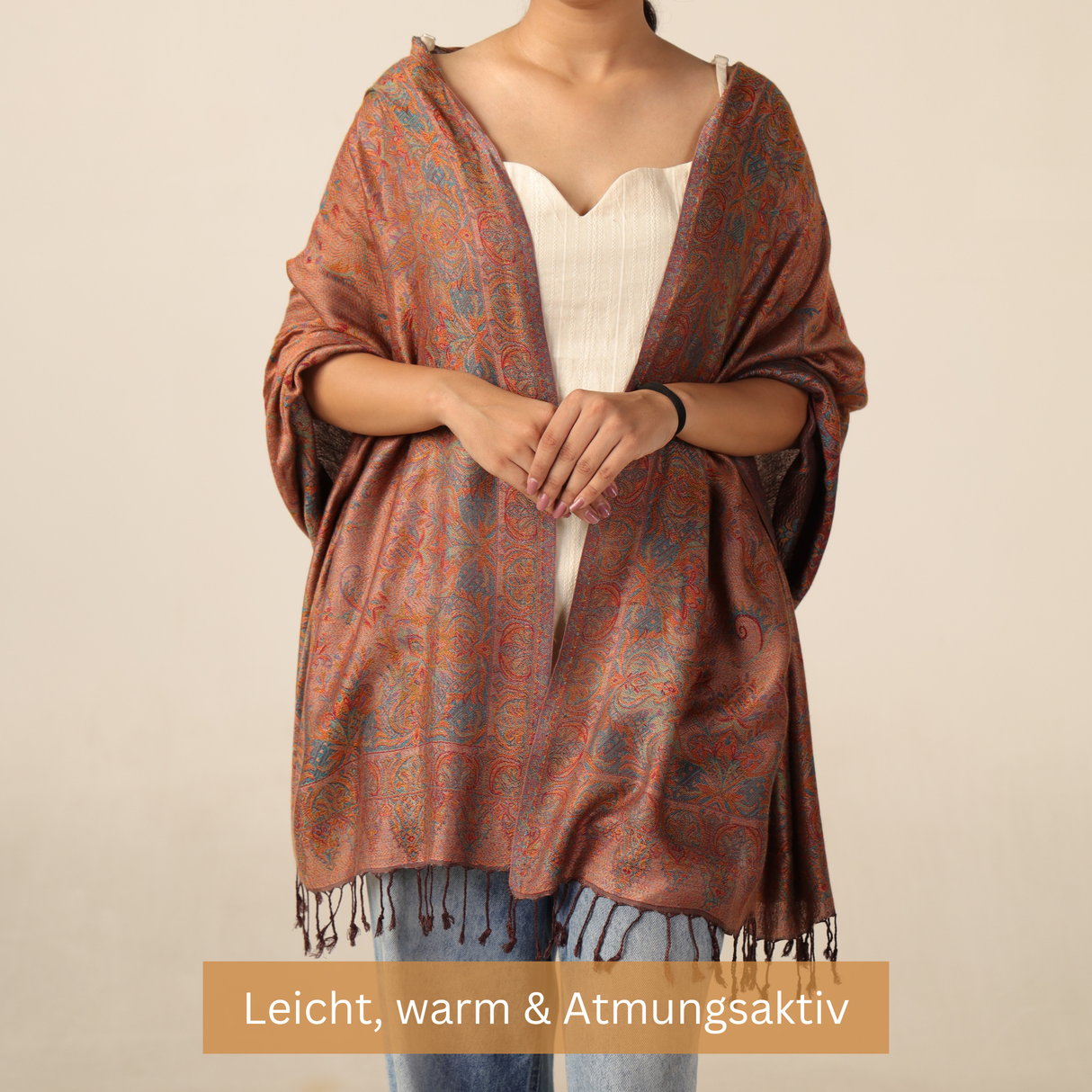 Pashmina Schal Kupfer mit Paisley Muster