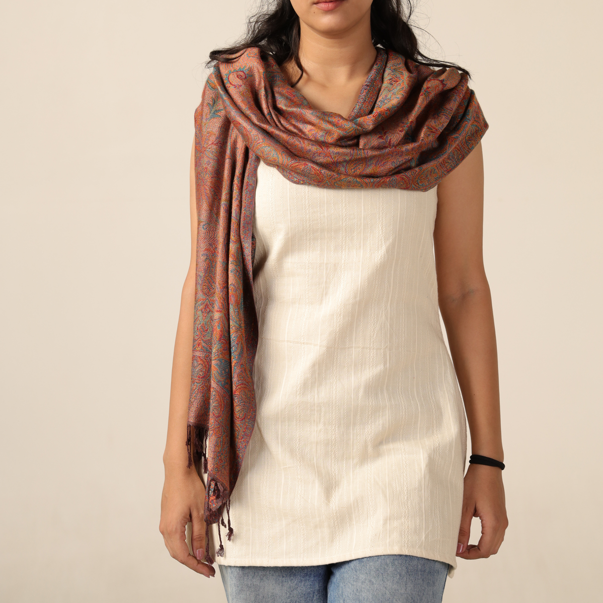 Pashmina Schal Kupfer mit Paisley Muster