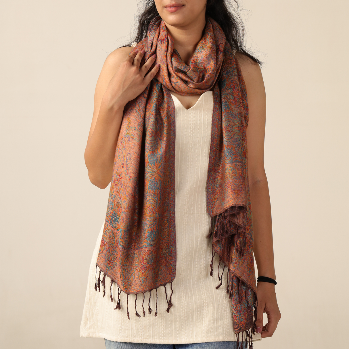 Pashmina Schal Kupfer mit Paisley Muster