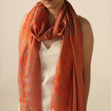 Pashmina Schal in Orange aus weichem Modal - Indischer Schal mit Paisley Muster