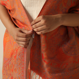 Pashmina Schal in Orange aus weichem Modal - Indischer Schal mit Paisley Muster