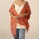 Pashmina Schal in Orange aus weichem Modal - Indischer Schal mit Paisley Muster