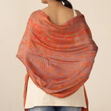 Pashmina Schal in Orange aus weichem Modal - Indischer Schal mit Paisley Muster
