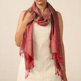 Pashmina Schal rot mit Paisley Muster - weicher Schal aus Indien