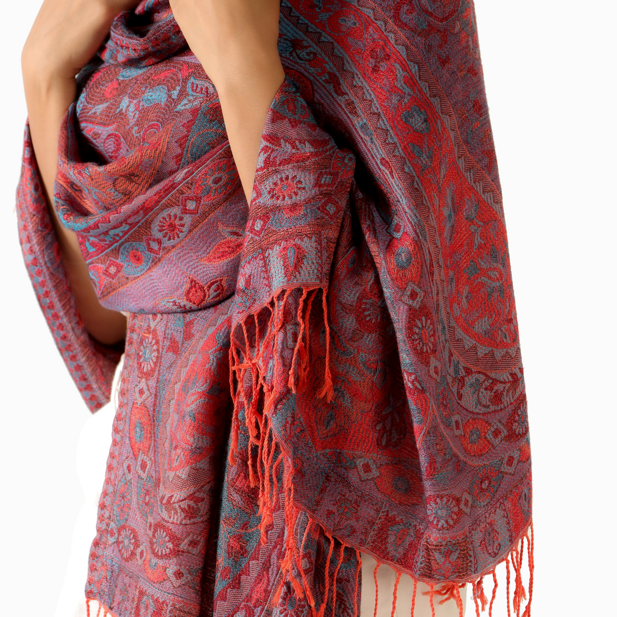 Pashmina Schal Rot - weicher Schal aus Baumwolle