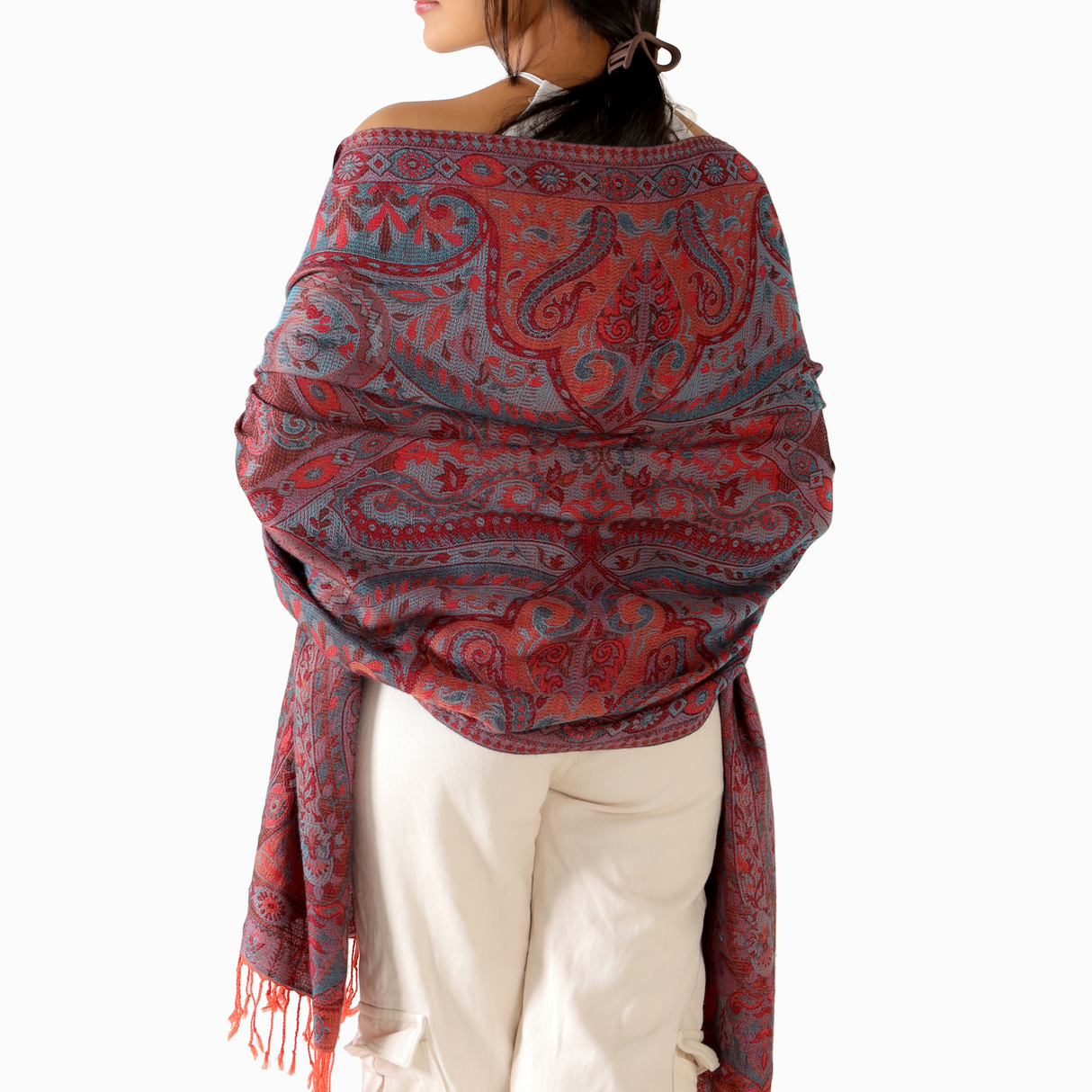 Pashmina Schal Rot - weicher Schal aus Baumwolle
