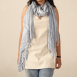 Pashmina Schal Silber Grau - Stola mit Paisley Muster, weicher Schal aus Indien