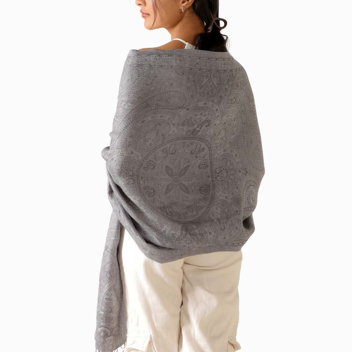 Pashmina Schal Silber - weicher Schal aus Baumwolle