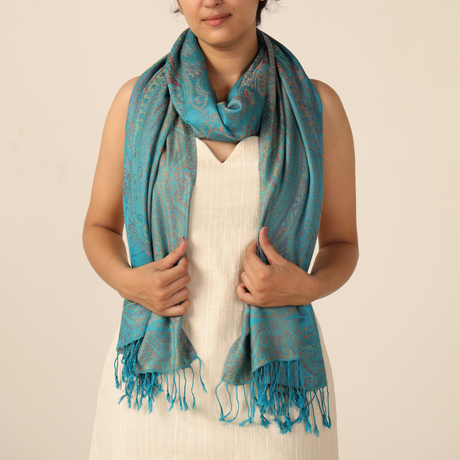 Pashmina-Schal Türkis mit Paisley-Muster – Leichtigkeit trifft Eleganz