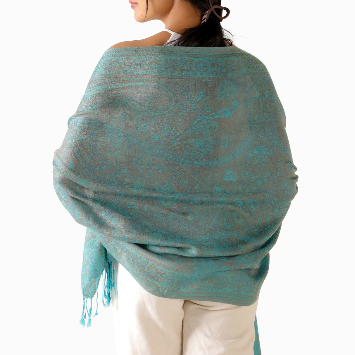 Pashmina Schal Türkis - weicher Schal aus Baumwolle
