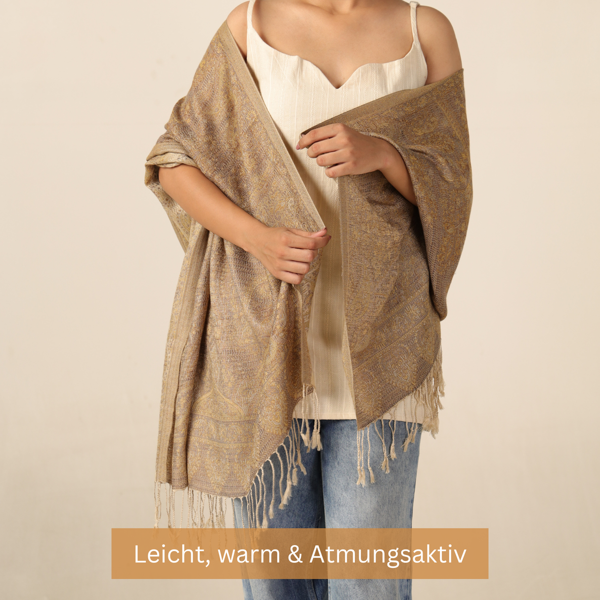 Pashmina-Schal Beige mit Paisley-Muster