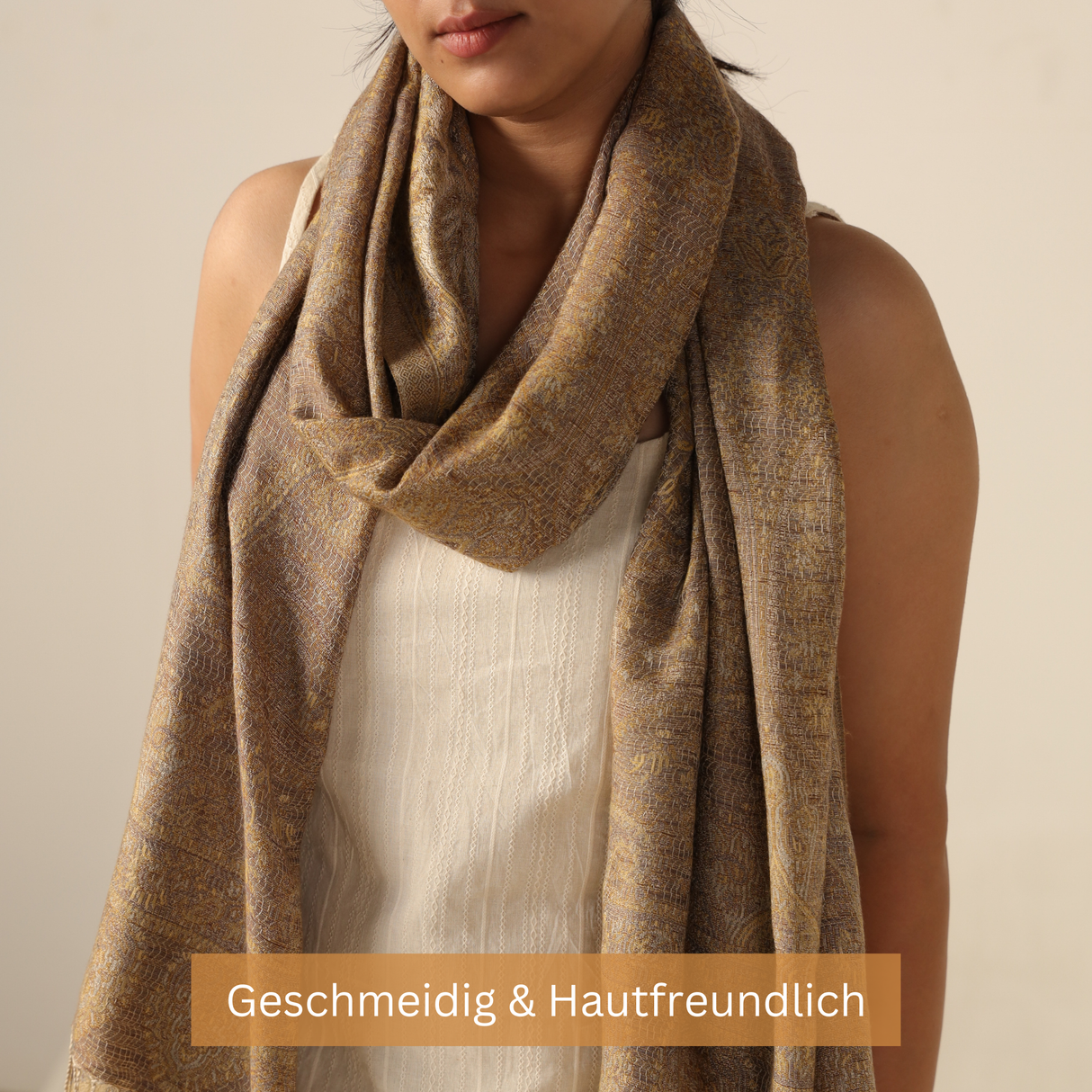 Pashmina-Schal Beige mit Paisley-Muster