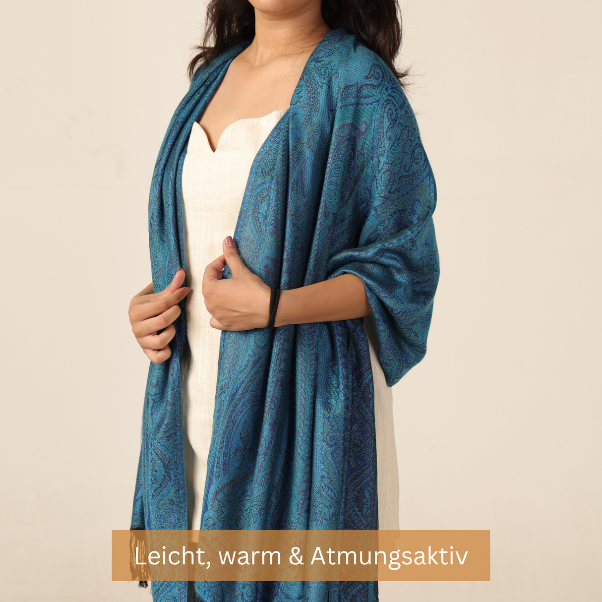 Pashmina-Schal Blau mit Paisley-Muster