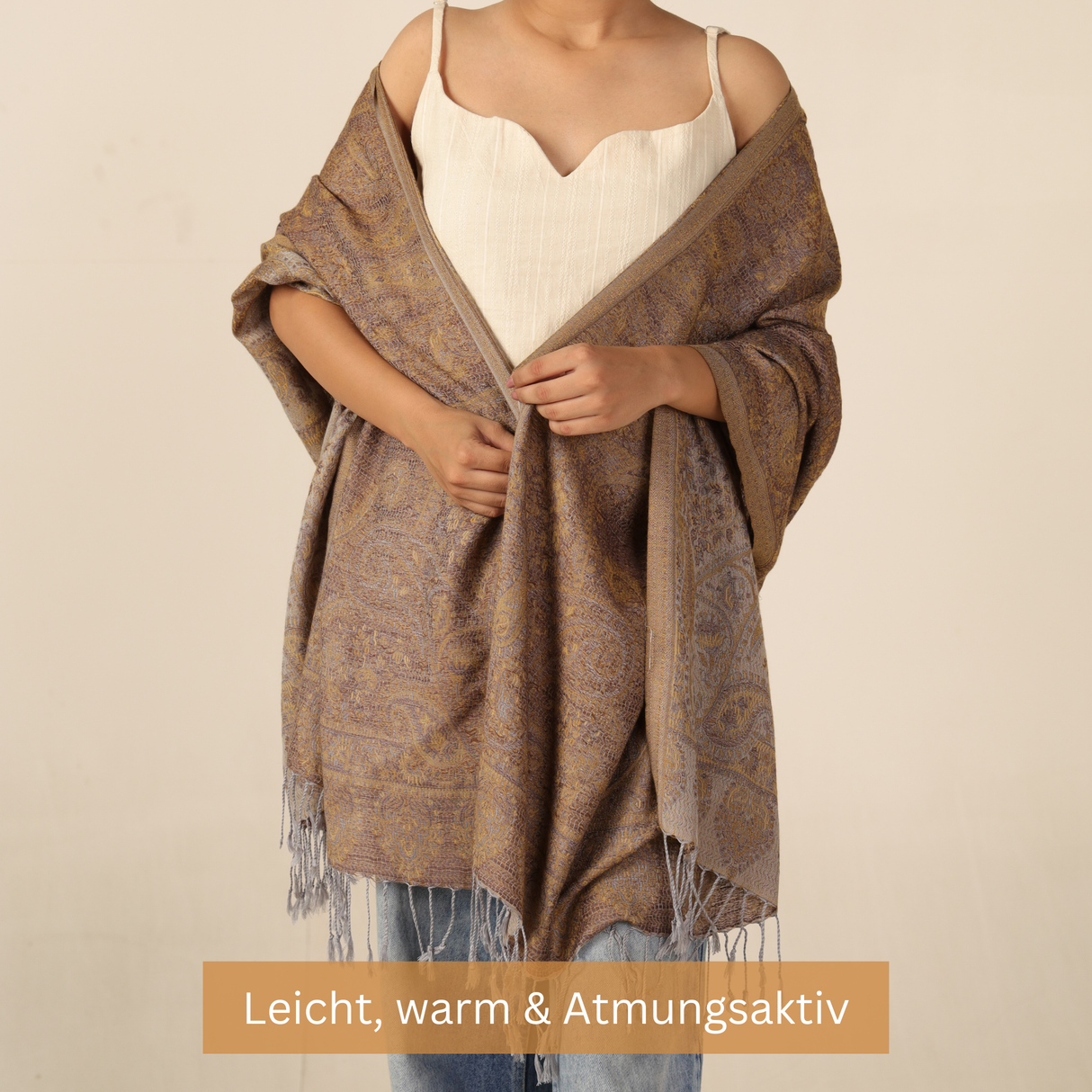 Pashmina-Schal Braun mit Paisley-Muster
