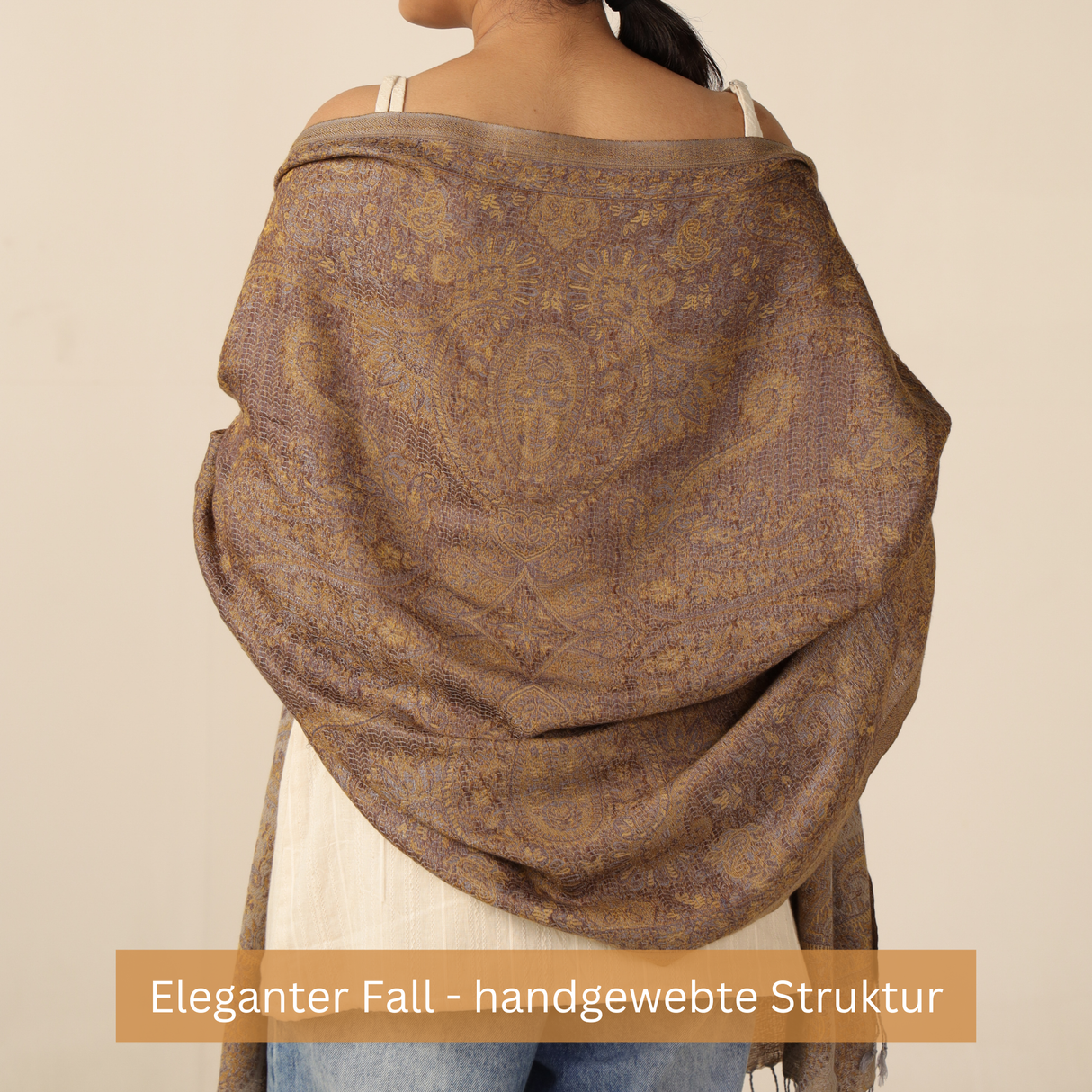 Pashmina-Schal Braun mit Paisley-Muster