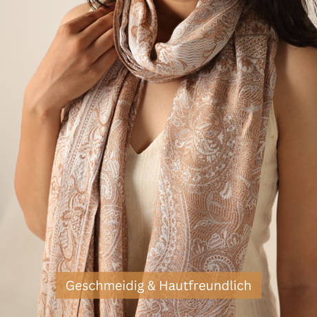 Pashmina Schal Creme mit Paisley Muster