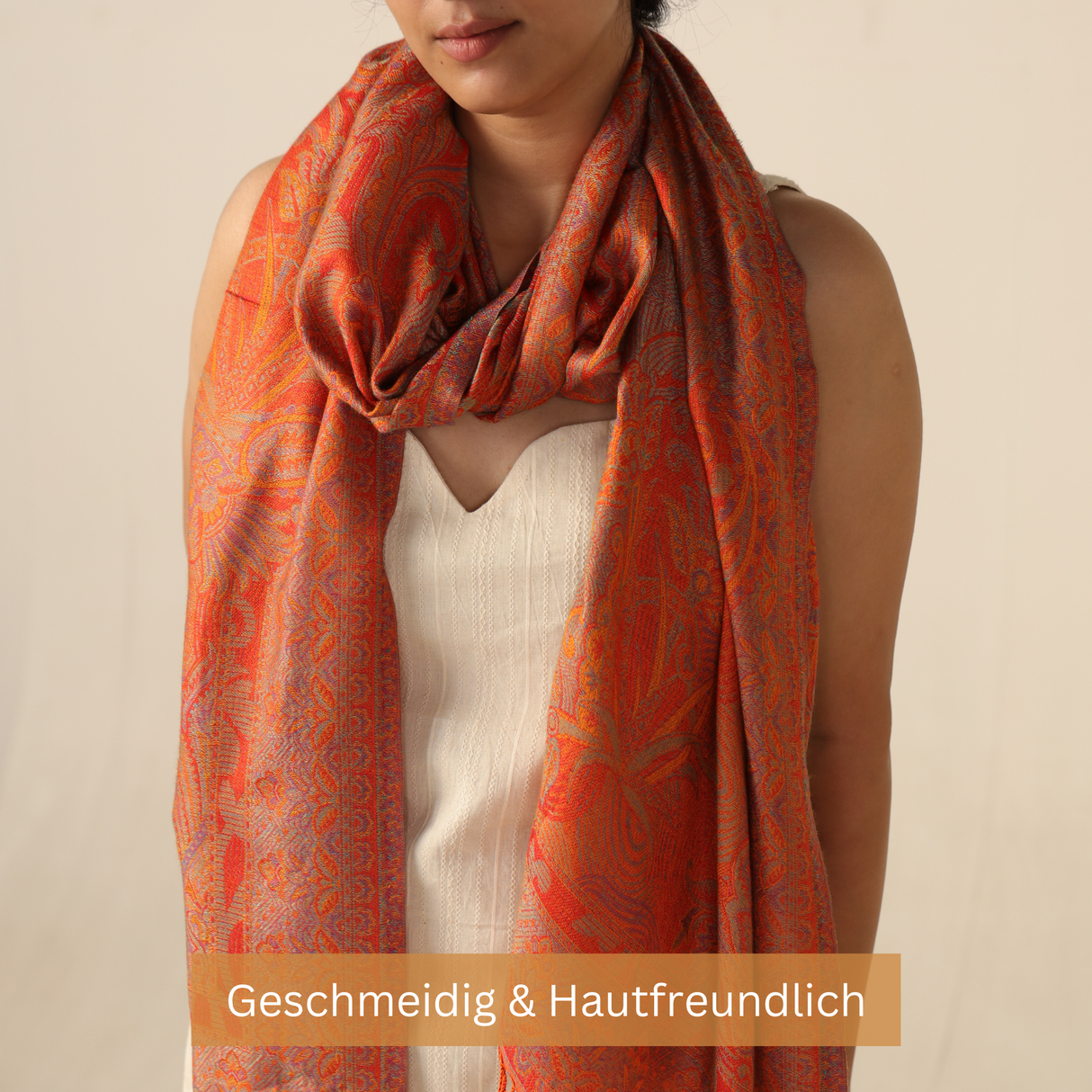 Pashmina-Schal Orange mit Paisley-Muster
