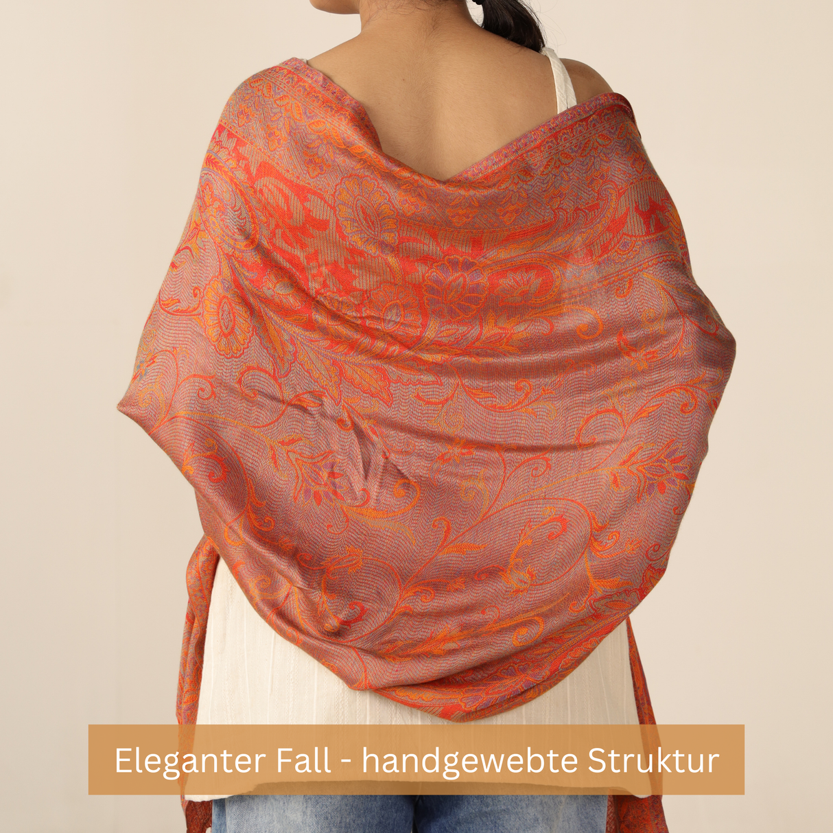 Pashmina-Schal Orange mit Paisley-Muster