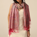 Pashmina-Schal mit feinem Paisley-Muster in Pink – Eleganz und Wärme