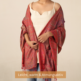 Pashmina Schal rot mit Paisley Muster - weicher Schal aus Indien