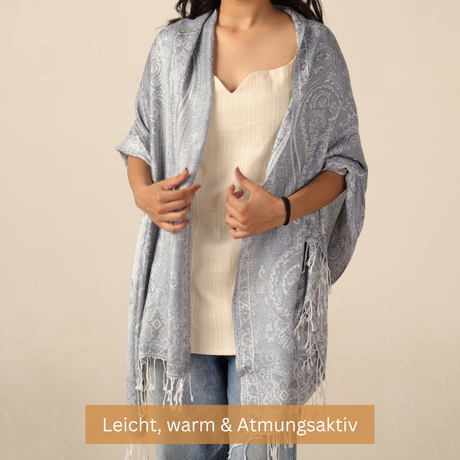 Pashmina Schal Silber mit Paisley Muster