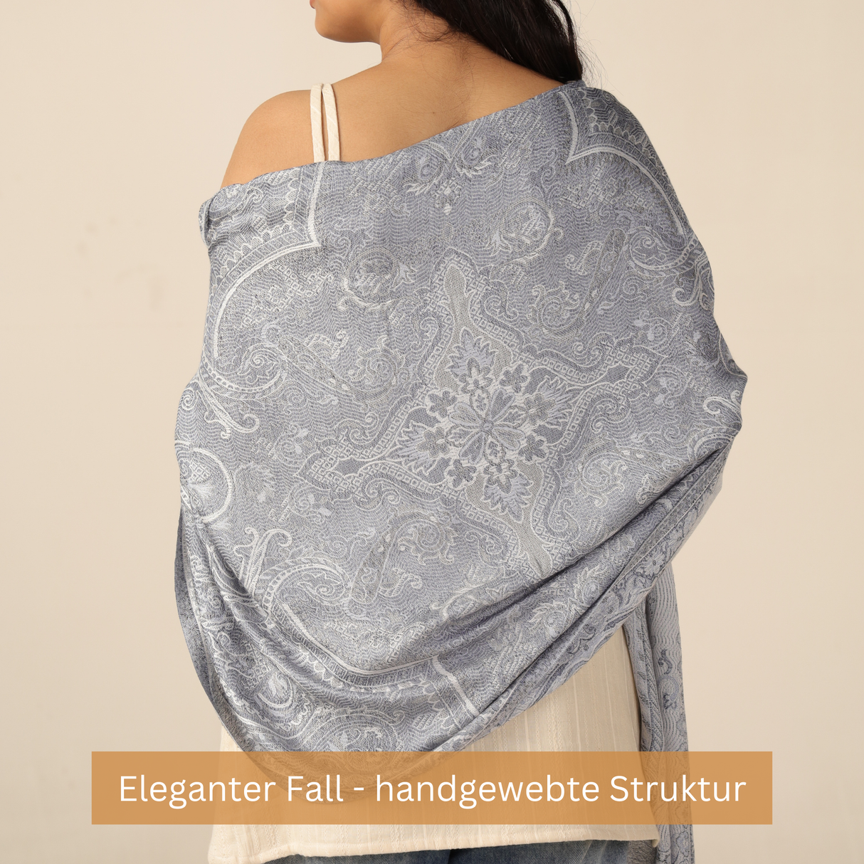 Pashmina Schal Silber mit Paisley Muster