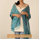 Pashmina-Schal Türkis mit Paisley-Muster