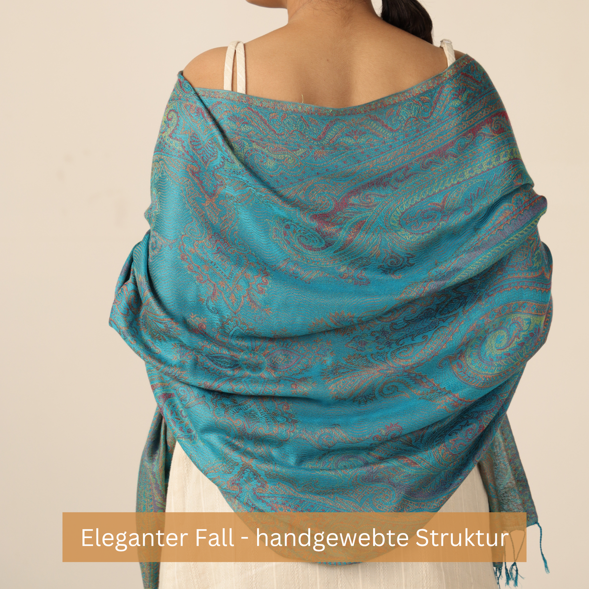 Pashmina-Schal Türkis mit Paisley-Muster