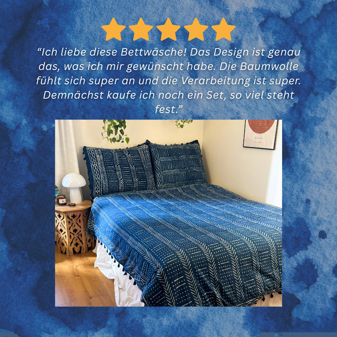 Bettwäsche Indigo Blockdruck Geo