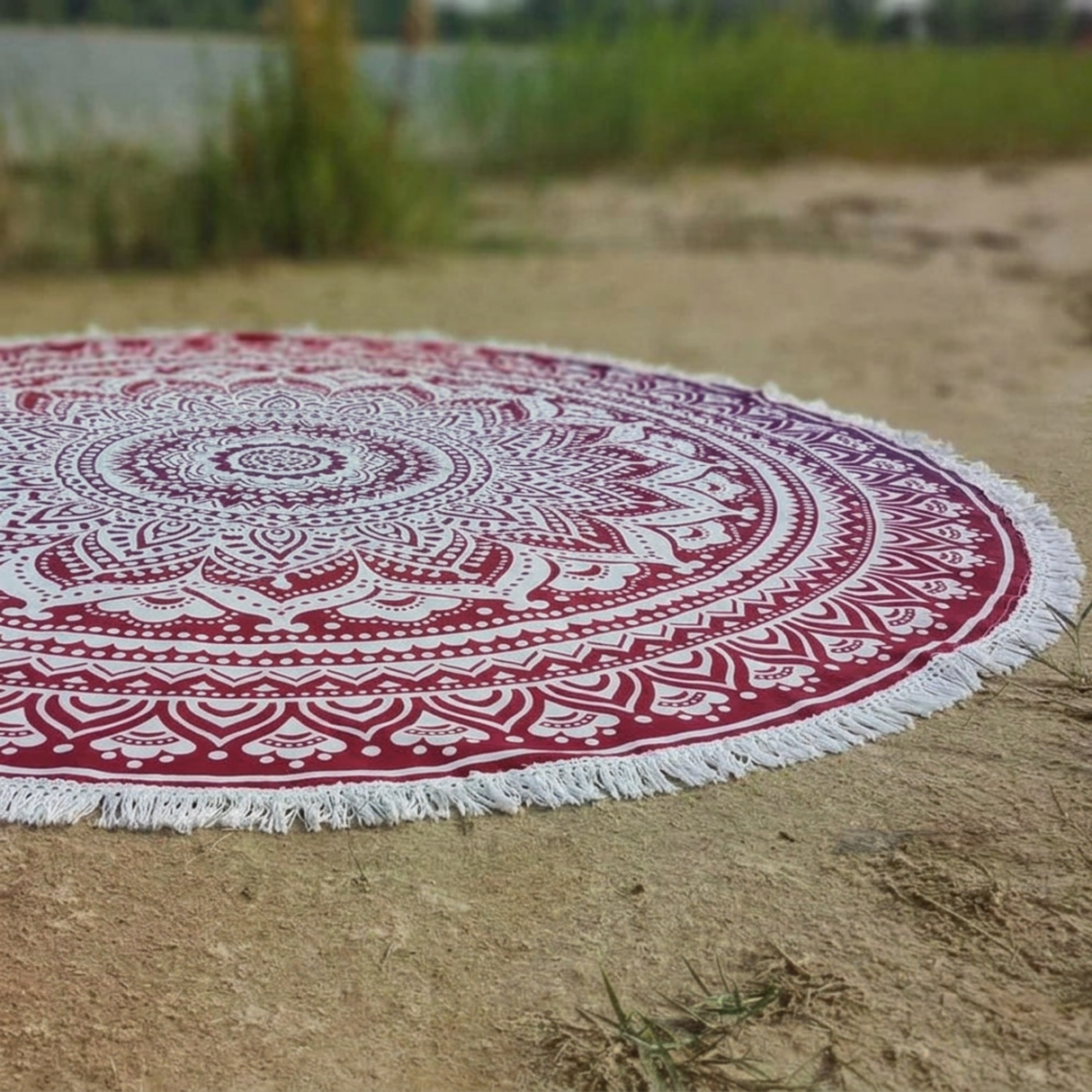 Rundes Mandala Tuch Ombre rosa lila