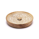 Räucherstäbchenhalter „Blume des Lebens“ aus Mangoholz