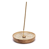 Räucherstäbchenhalter „Blume des Lebens“ aus Mangoholz