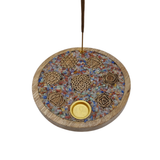 Räucherstäbchen- & Kegelhalter Chakra- Steine Rund I Symbolträchtige Unterlage für deine Räucherkegel