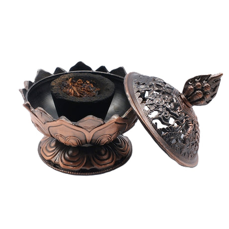 Räuchergefäß Lotus mit Deckel für Räucherkegel und Smudge Cups