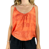 Leichtes Sommertop in Orange mit spirituellem Muster