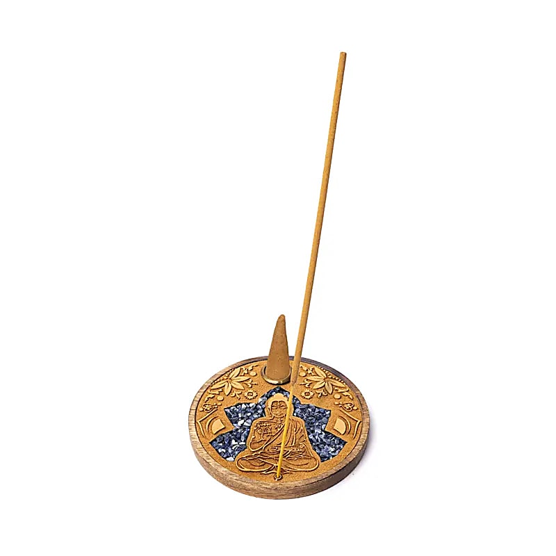 Räucherstäbchen- & Kegelhalter Buddha Sodalith