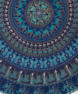 Rundes Mandala Tuch Elefanten blau türkis - ca. 185 cm