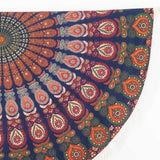 Rundes Mandala Tuch Pfauenfeder blau grün orange - ca. 185 cm