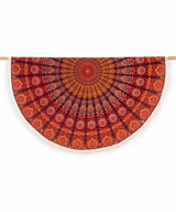 Rundes Mandala Tuch Pfauenfeder rot orange gelb - ca. 185 cm