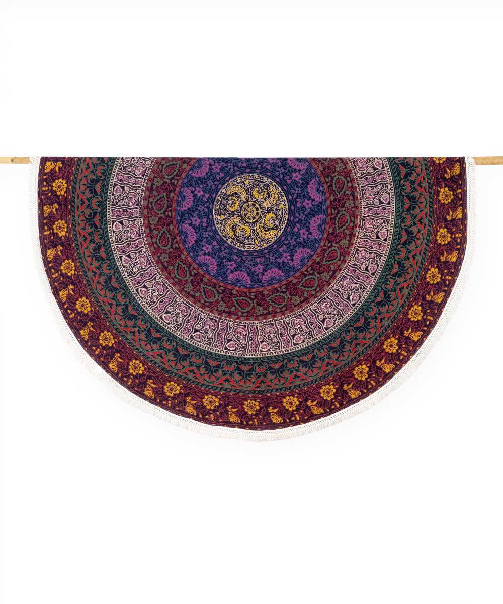 Rundes Mandala Tuch mit Blumen bunt - ca. 185 cm