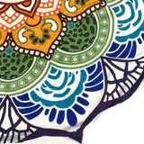 Rundes Strandtuch Lotus bunt 7 Chakren 100% Baumwolle Mandala Tuch XXL für Unterwegs am Strand im Park und Garten, Picknicktuch runde Decke