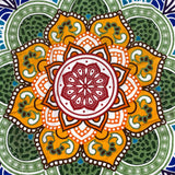 Rundes Strandtuch Lotus bunt 7 Chakren 100% Baumwolle Mandala Tuch XXL für Unterwegs am Strand im Park und Garten, Picknicktuch runde Decke