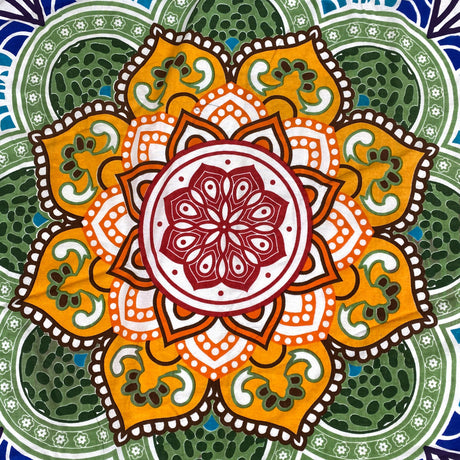 Rundes Strandtuch Lotus bunt 7 Chakren 100% Baumwolle Mandala Tuch XXL für Unterwegs am Strand im Park und Garten, Picknicktuch runde Decke
