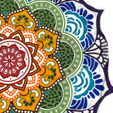 Rundes Strandtuch Lotus bunt 7 Chakren 100% Baumwolle Mandala Tuch XXL für Unterwegs am Strand im Park und Garten, Picknicktuch runde Decke